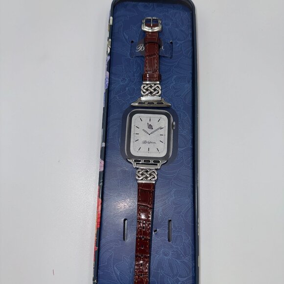 Brighton Interlok Reversible Apple Watch Band – Silver & Leather - Picture 2 of 11